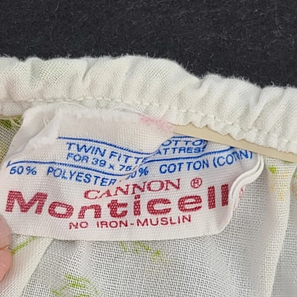 Cannon Monticello Vintage Floral Twin Fitted Sheet Orange Yellow Green Retro 70s